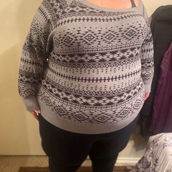 torrid Plus-Size Off-Shoulder Long Sweater, Grey, Size 5X - Picture 1 of 2